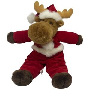 1993 Plush Creations Santa Moose Holiday Stuffed Animal Vintage 90s